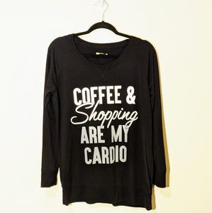 Super soft coffee is my cardio oversized long sleeve lightweight tee shirt